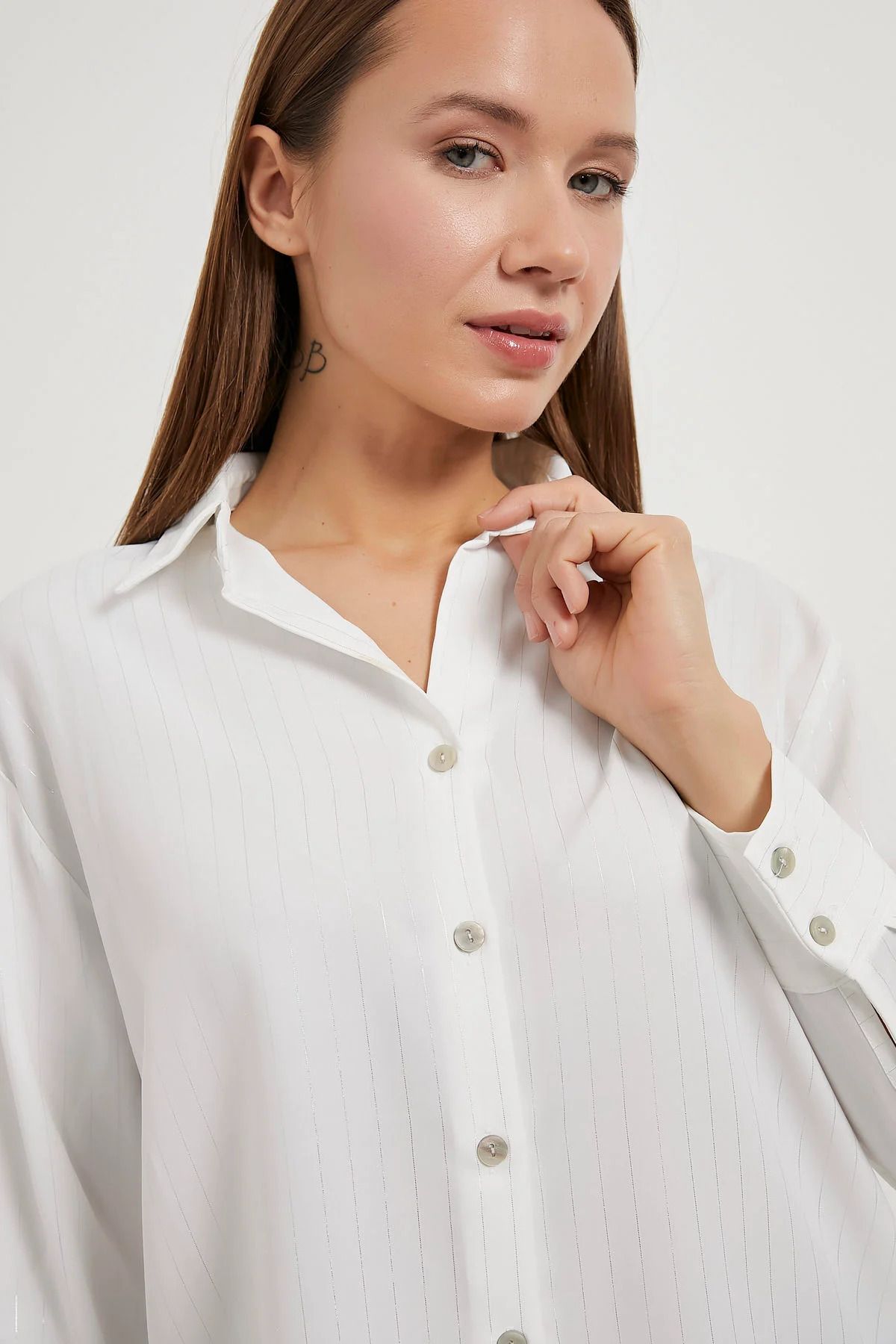 Glitter Stripe Satin Shirt