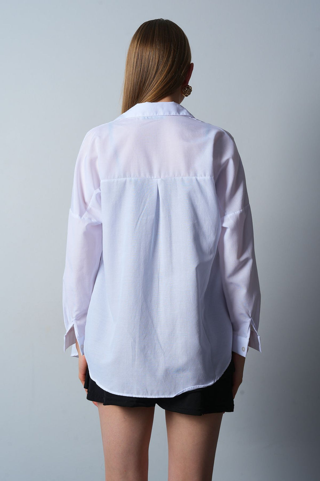 SS24 Oversize Poplin Kumaş Cepli Uzun Kollu Pamuk Gömlek