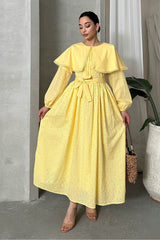 IMPORTED SPECIAL DESIGN CAPE COLLAR LINED BELT 100% COTTON FISTO DRESS SUITABLE FOR HIJAB