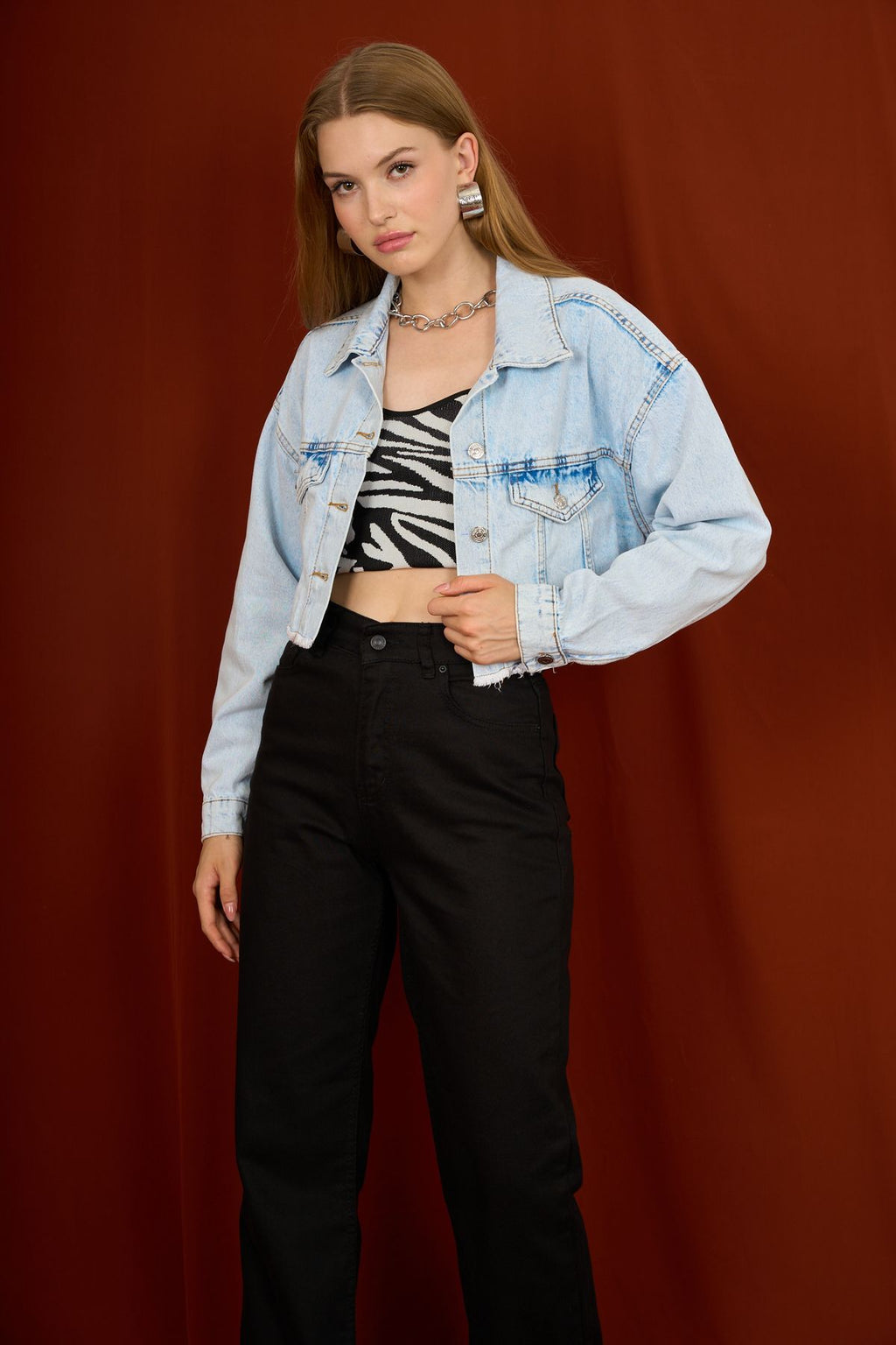 Women's Tassel Crop Jean Denim Jacket