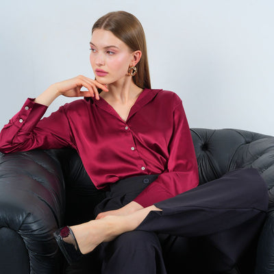 Yeni Sezon 24 New Color Saten Gömlek Uzun Kol Asede
