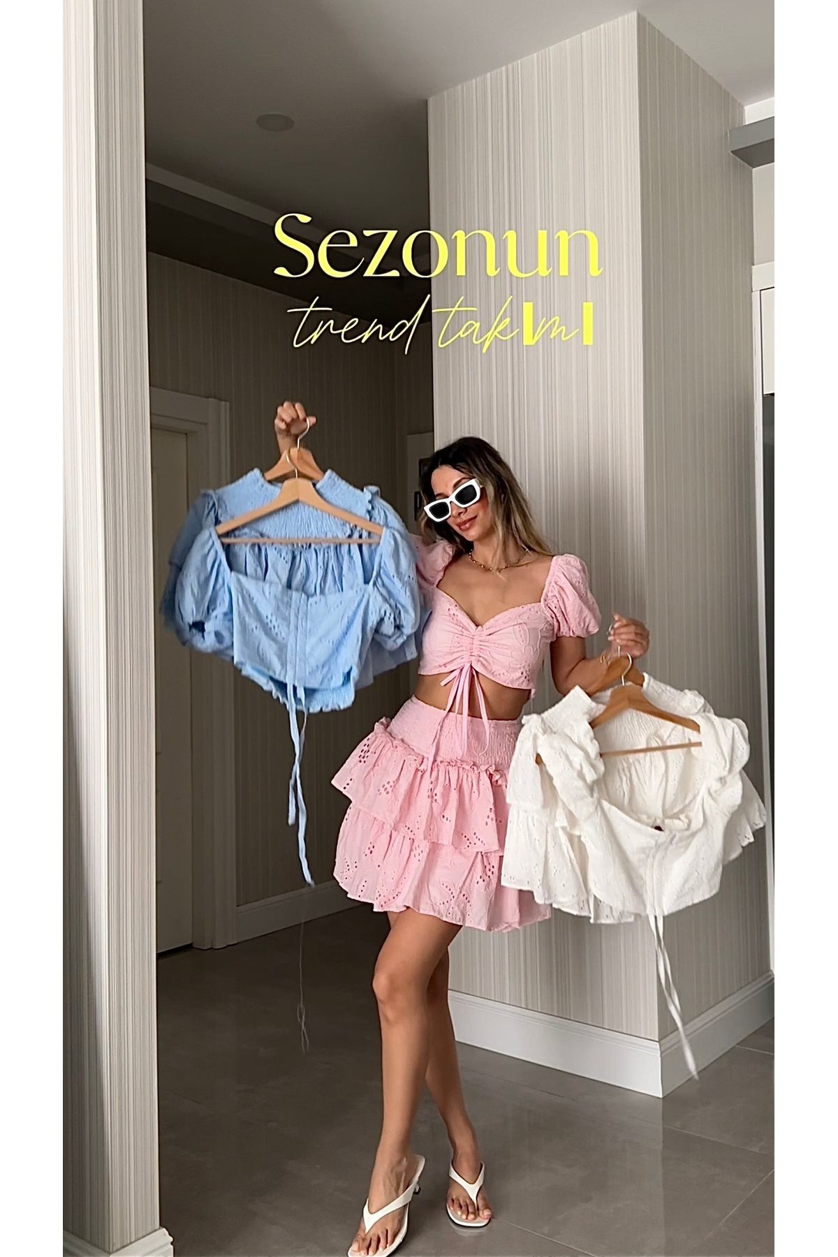 İthal Özel Tasarım Bluz Etek Fisto Takım