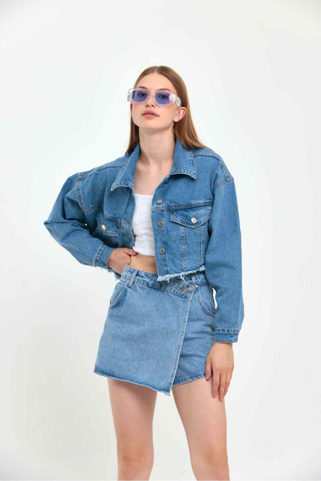 Women's Tassel Crop Jean Denim Jacket