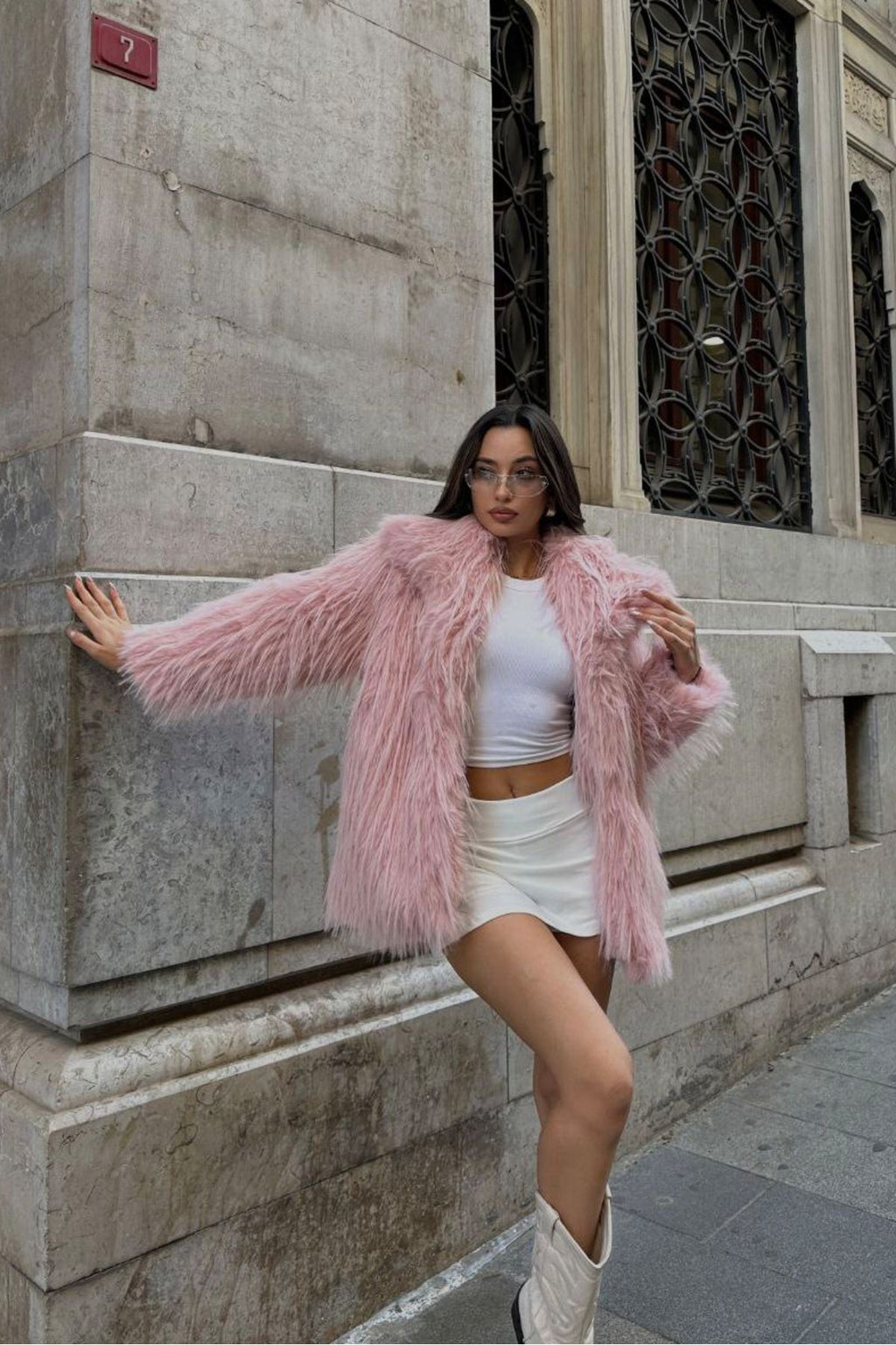 Long Extra Soft Texture Lined Pocket Detail Full Sunshine Fur Coat