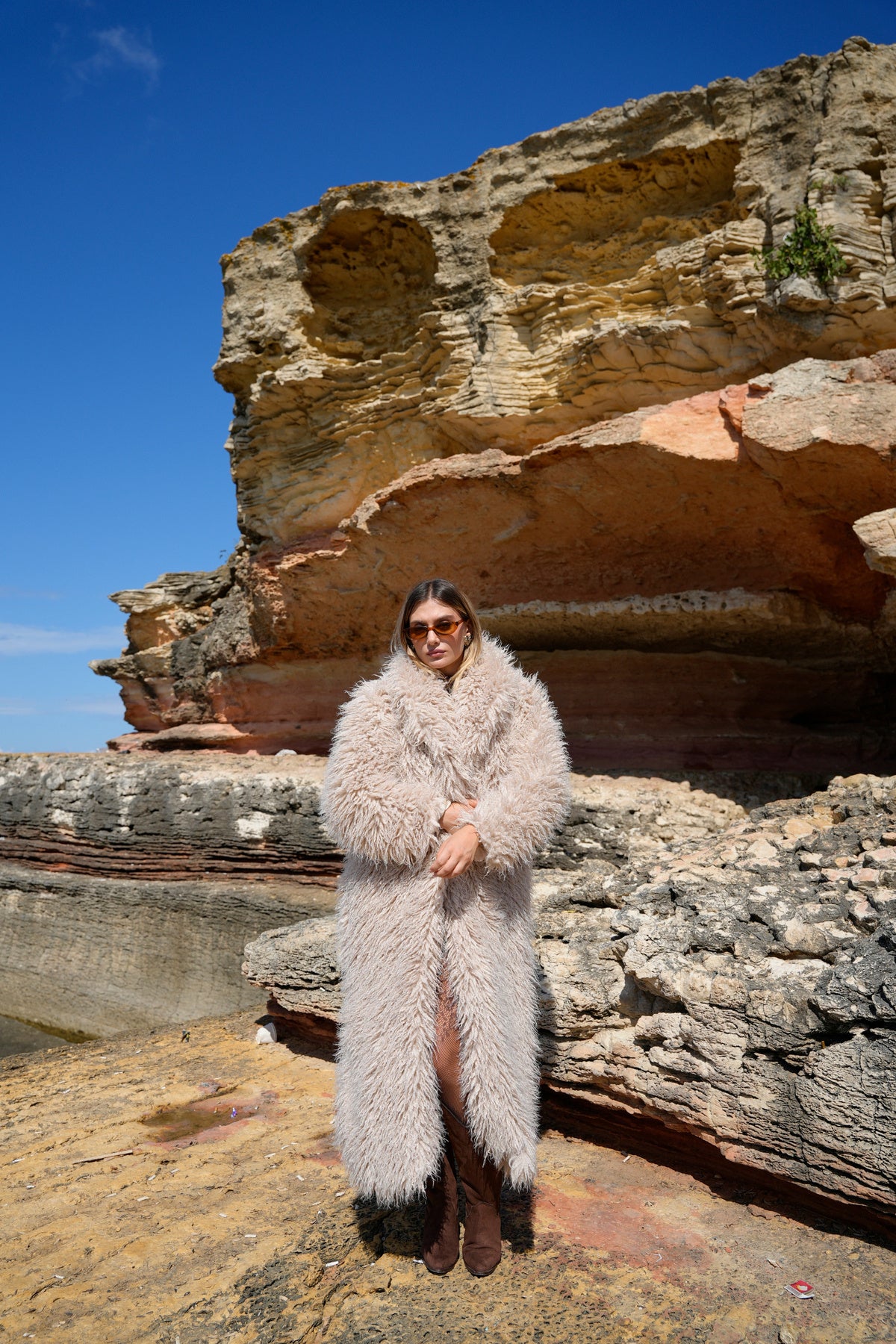 İthal Yumuşak Doku Full Boy Premium Kıvırcık Kürk Mont Kaban