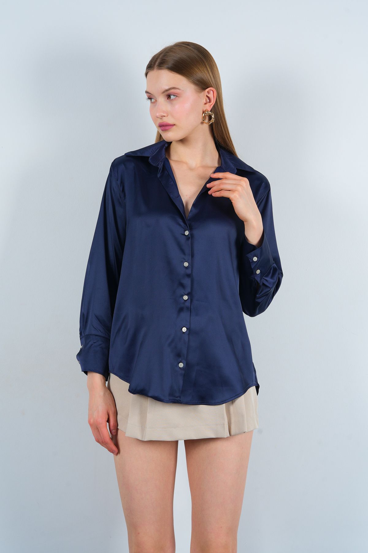 New Season 24 New Color Satin Shirt Long Sleeve Asede