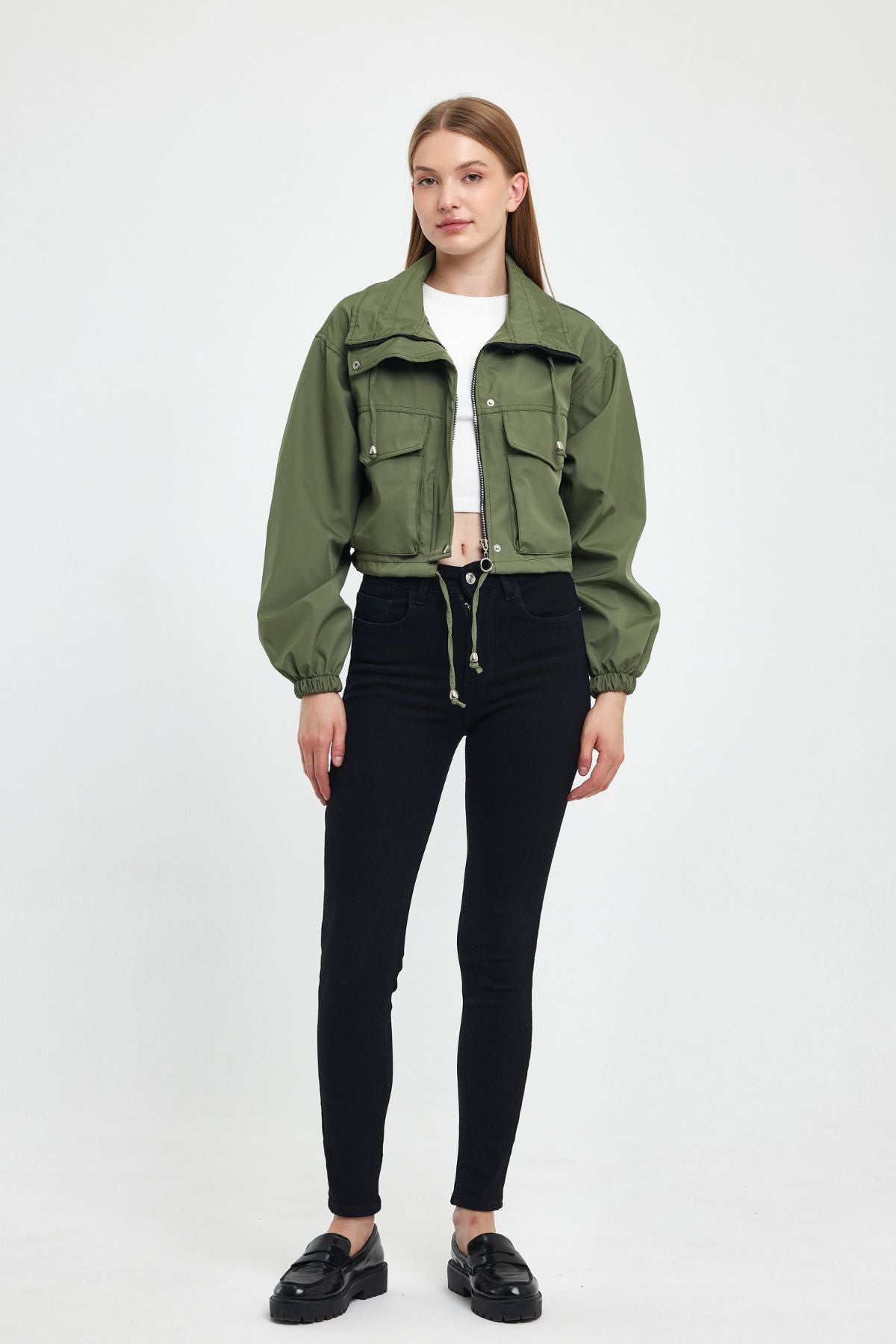Bondit Double Pocket Rope Tied Seasonal Crop Jacket