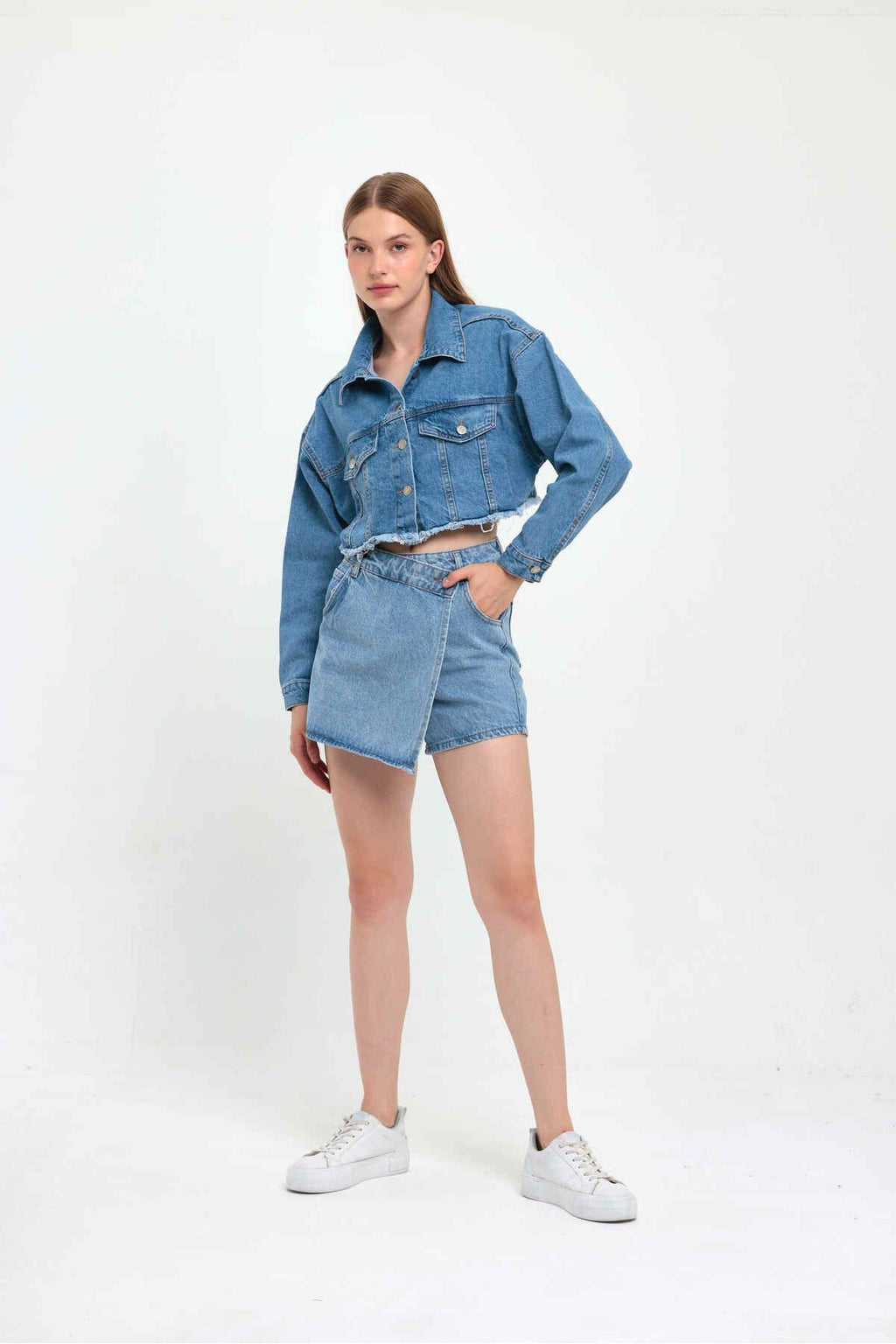 Women's Tassel Crop Jean Denim Jacket