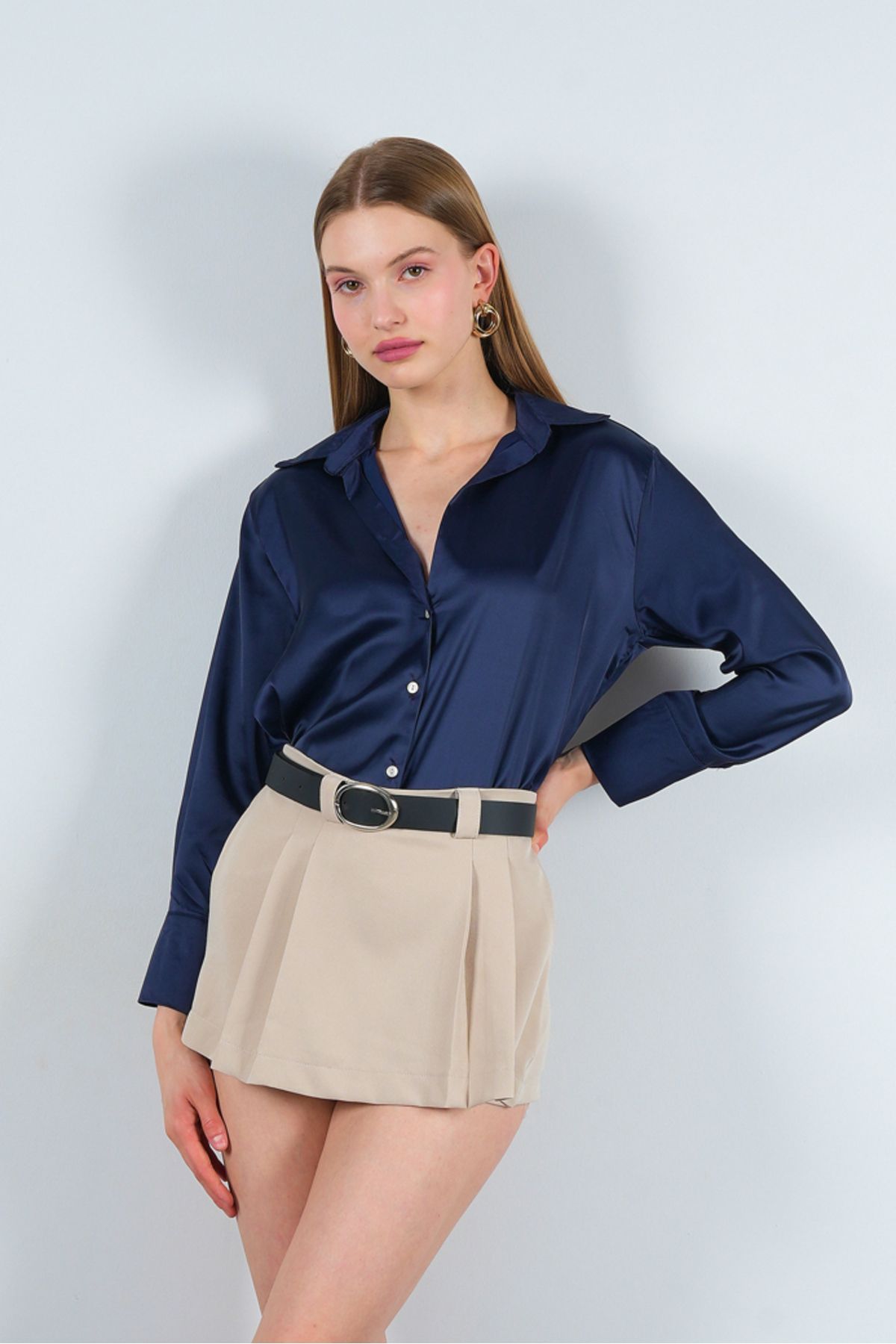 New Season 24 New Color Satin Shirt Long Sleeve Asede