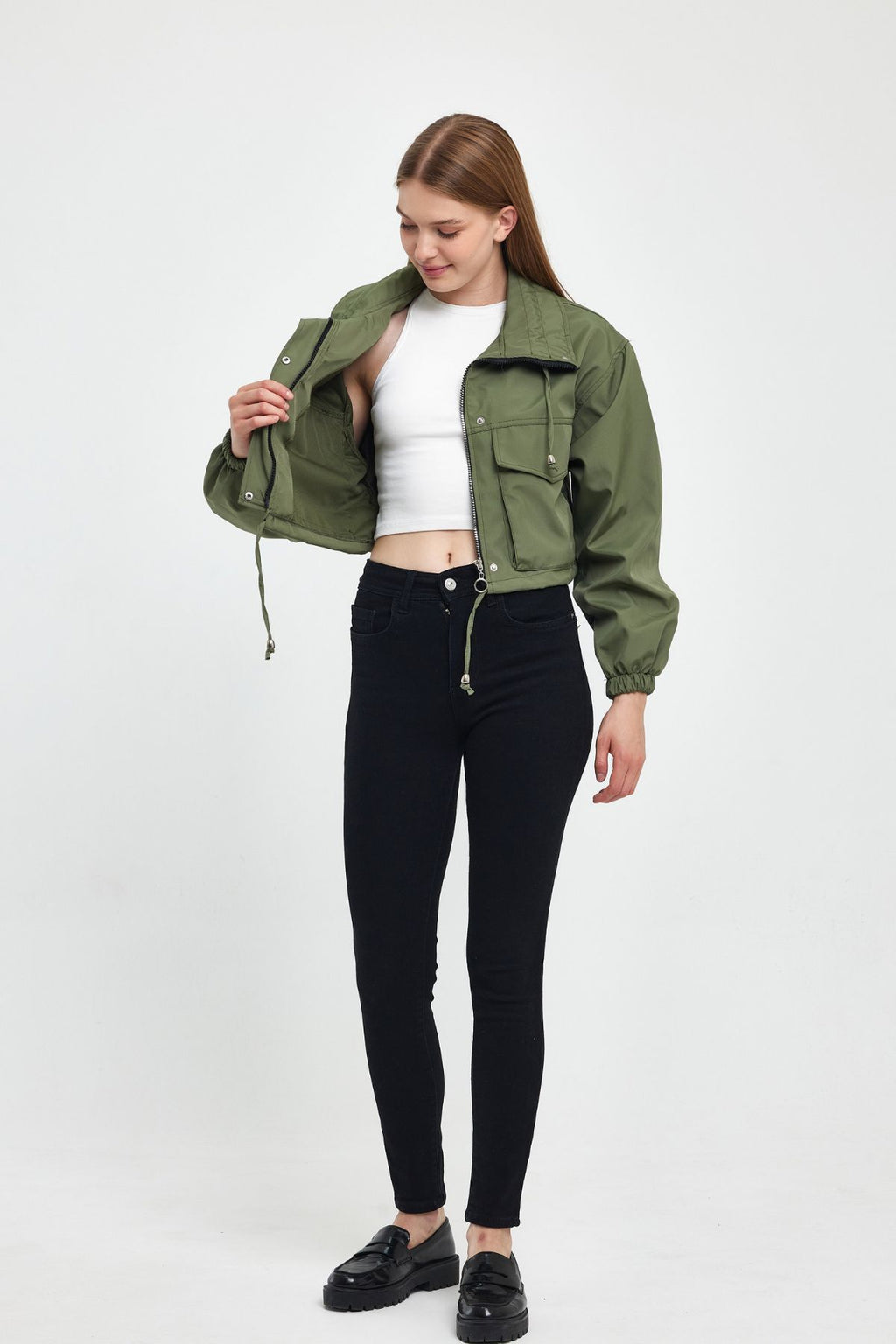 Bondit Double Pocket Rope Tied Seasonal Crop Jacket