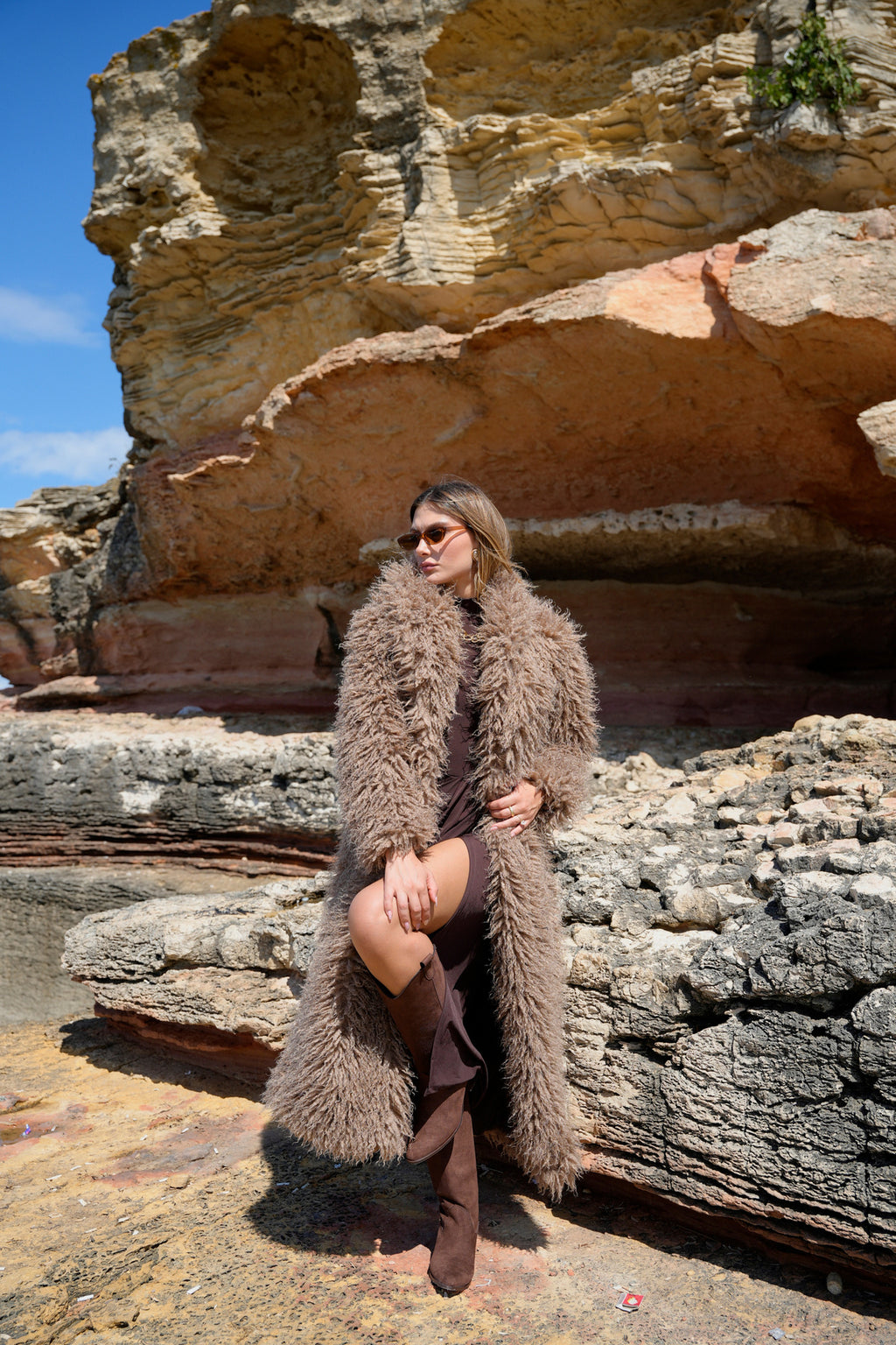 İthal Yumuşak Doku Full Boy Premium Kıvırcık Kürk Mont Kaban