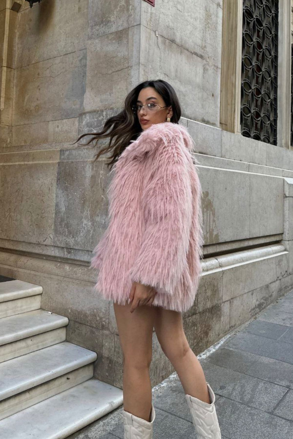Long Extra Soft Texture Lined Pocket Detail Full Sunshine Fur Coat