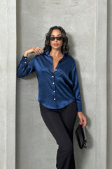 Yeni Sezon 24 New Color Saten Gömlek Uzun Kol Asede