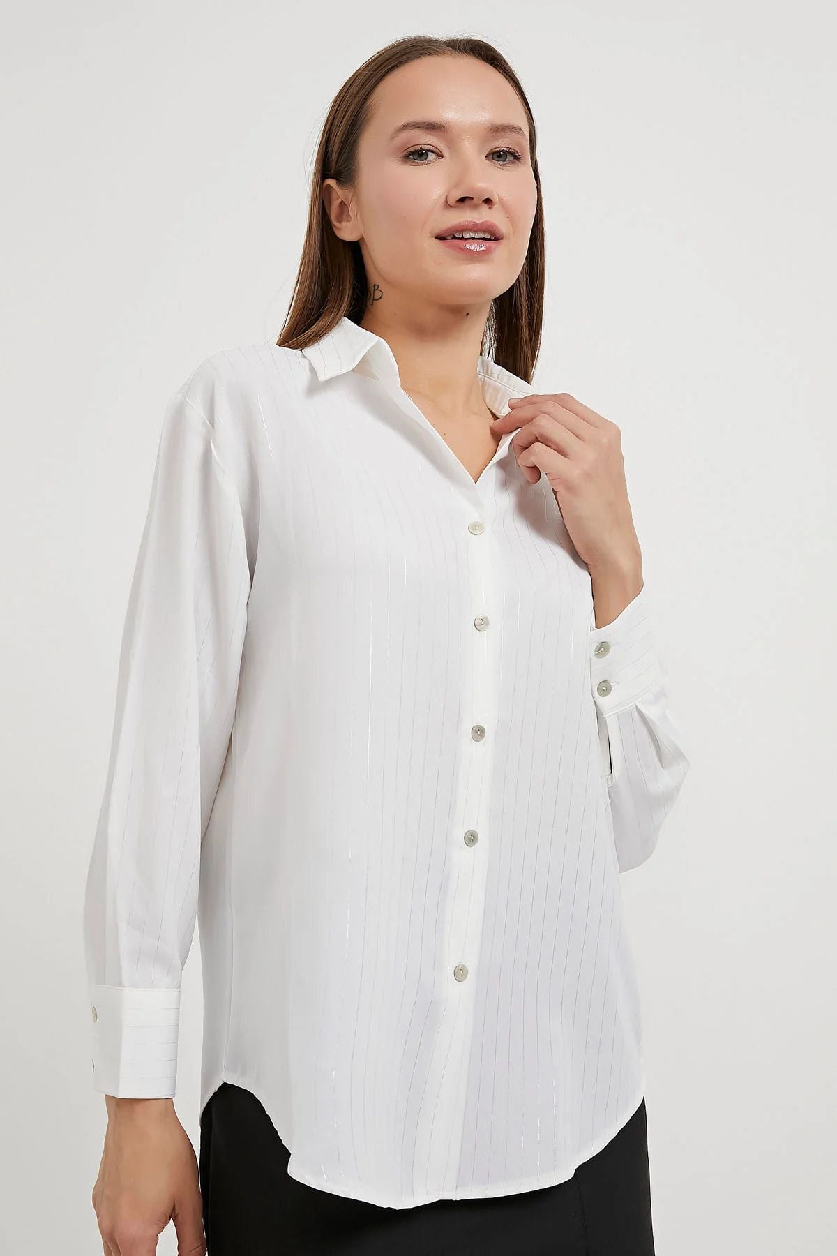 Glitter Stripe Satin Shirt
