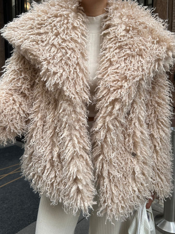 Imported Premium Mohair Fringed Fur Coat 