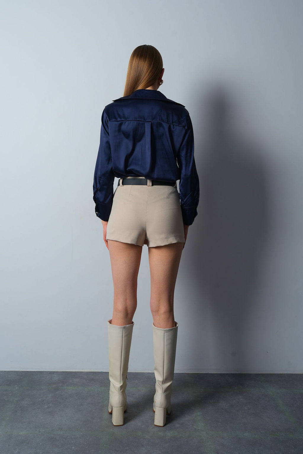 SS2024 Front Pleated Belt Detailed Short Skirt