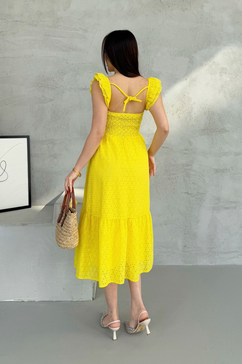 100% Viscose Bohemian Alaçatı Dress Shoulder Strap Lace Viscose Dress