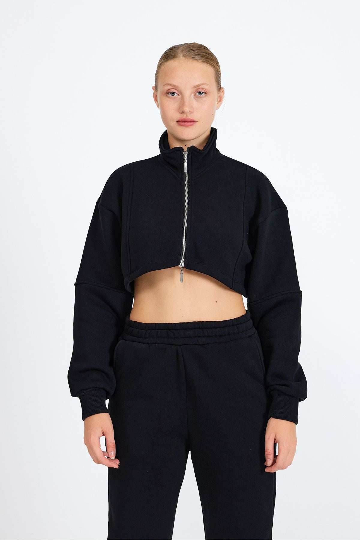 2024 Double Zipper Soft Oversize Crop Cardigan