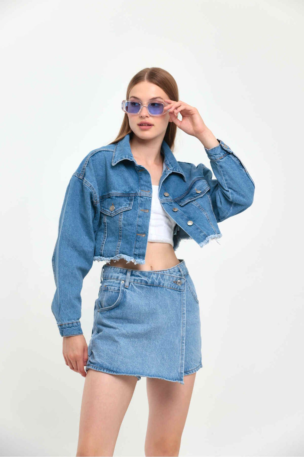 Women's Tassel Crop Jean Denim Jacket