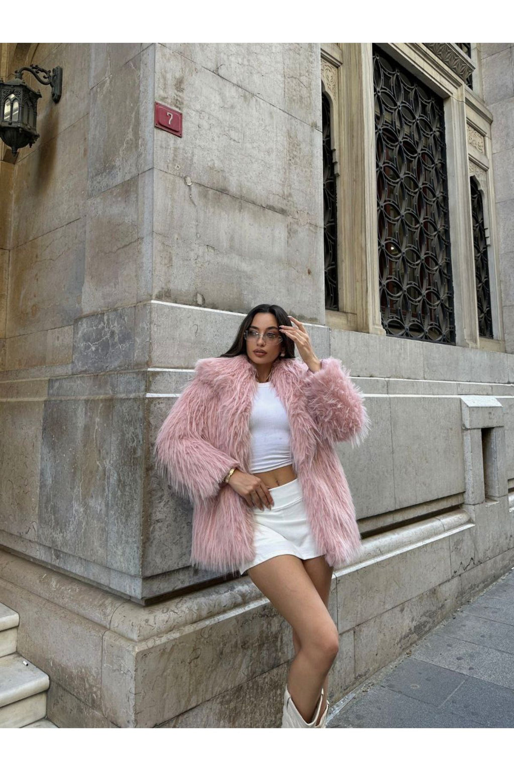 Long Extra Soft Texture Lined Pocket Detail Full Sunshine Fur Coat