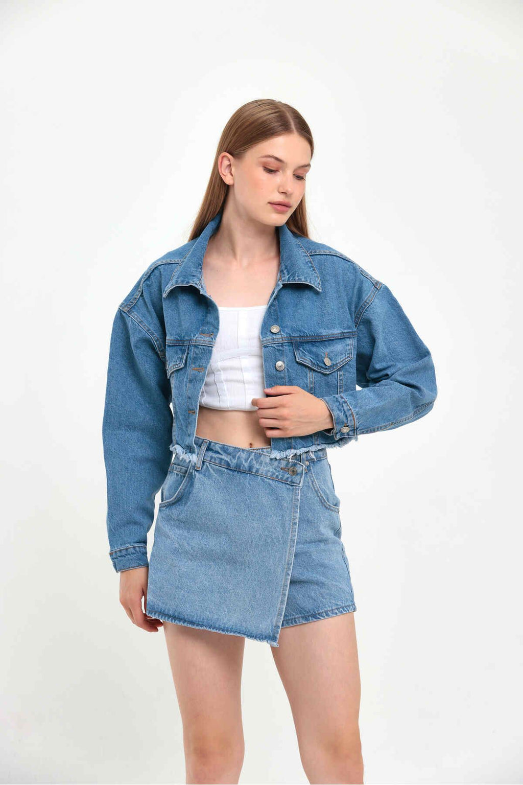 Women's Tassel Crop Jean Denim Jacket