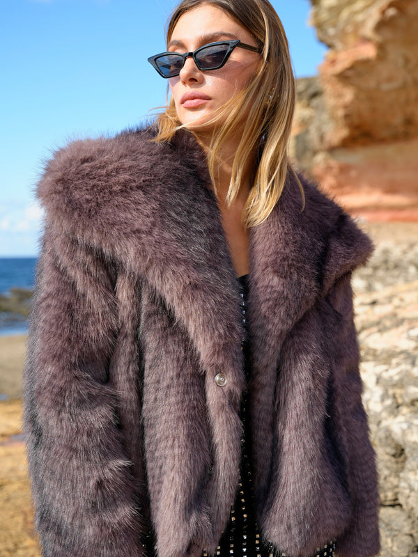 Yumuşak Doku Astarlı Cepli Desenli Şal Yaka Premium Mont