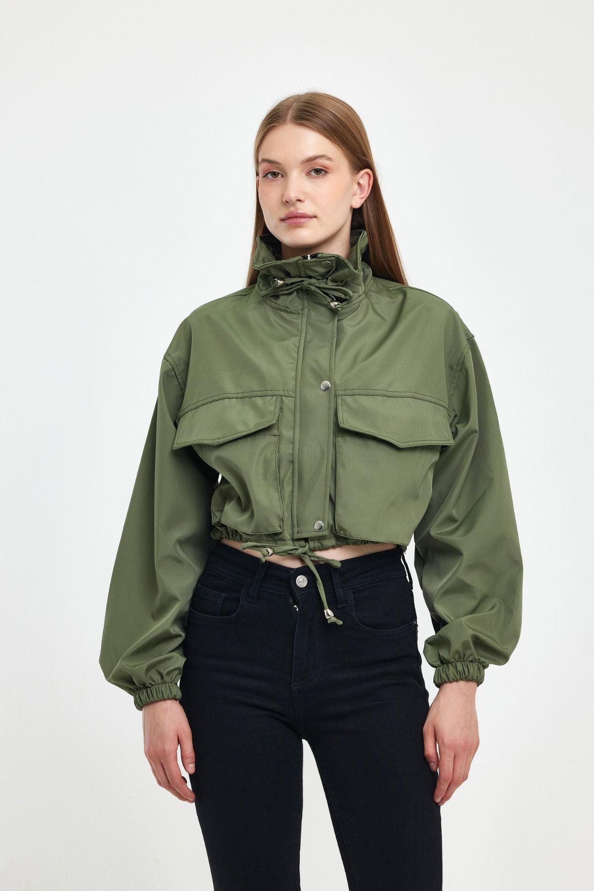 Bondit Double Pocket Rope Tied Seasonal Crop Jacket