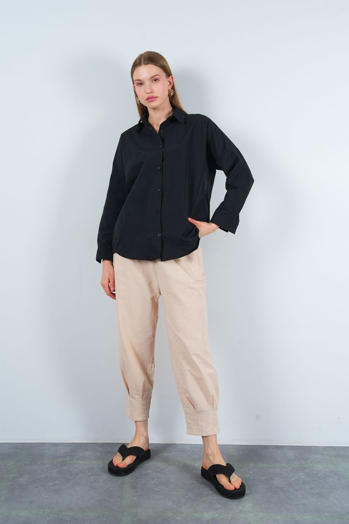 SS24 Oversize Poplin Fabric Pocket Long Sleeve Cotton Shirt