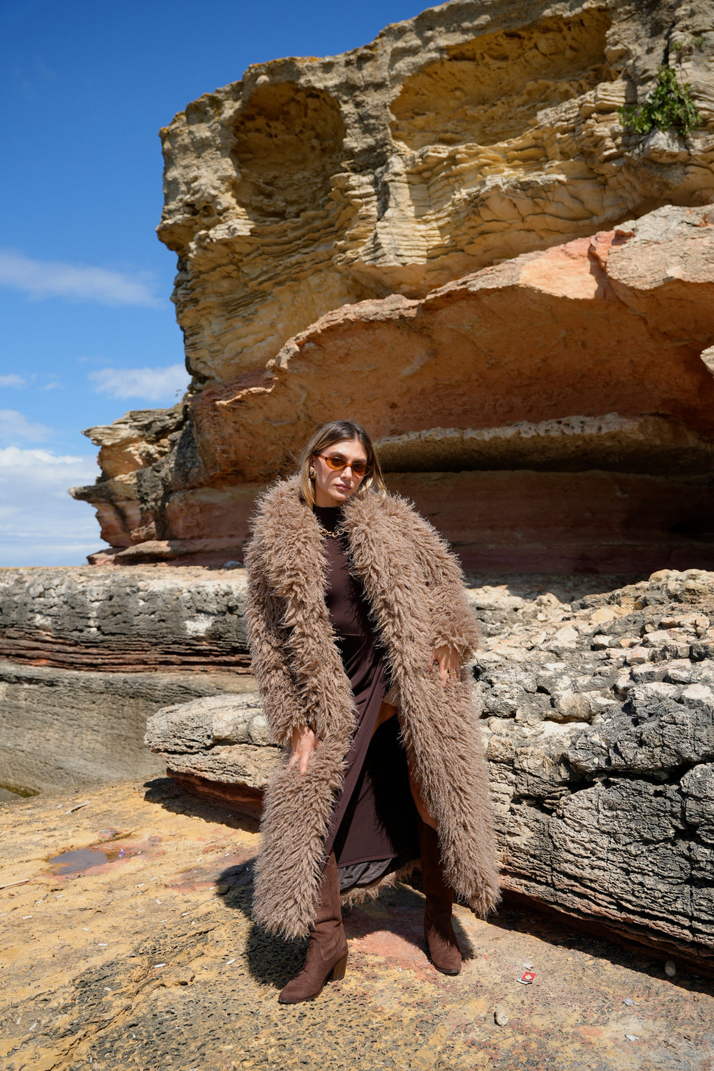 İthal Yumuşak Doku Full Boy Premium Kıvırcık Kürk Mont Kaban