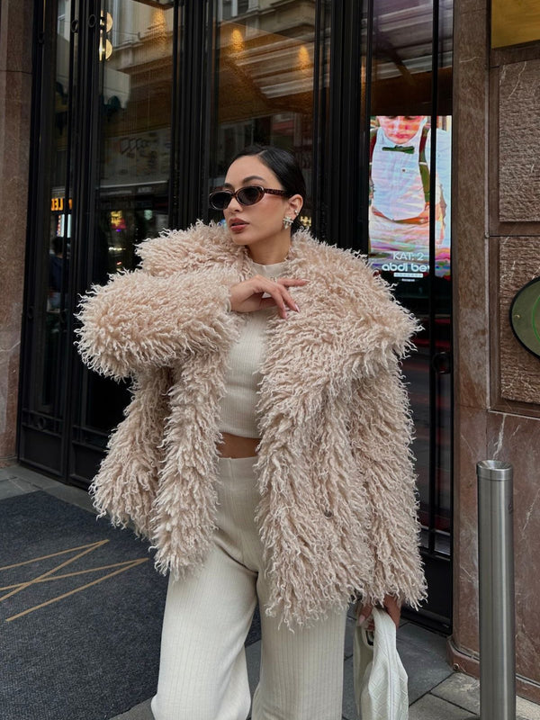 Imported Premium Mohair Fringed Fur Coat 