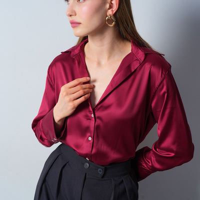 Yeni Sezon 24 New Color Saten Gömlek Uzun Kol Asede