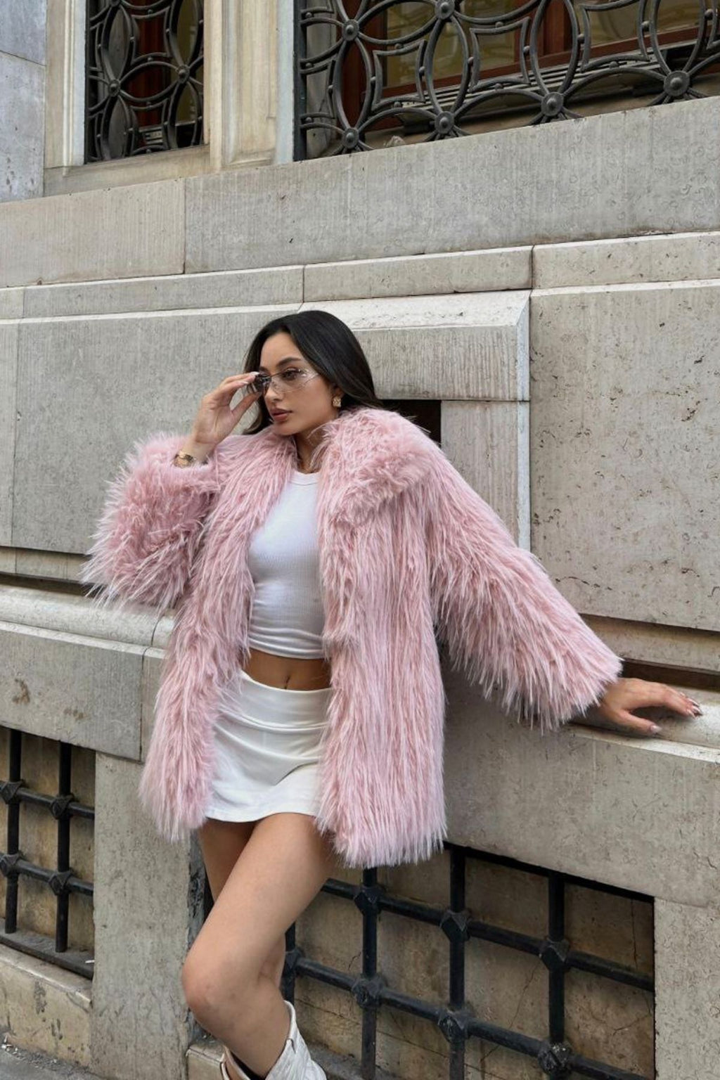 Long Extra Soft Texture Lined Pocket Detail Full Sunshine Fur Coat