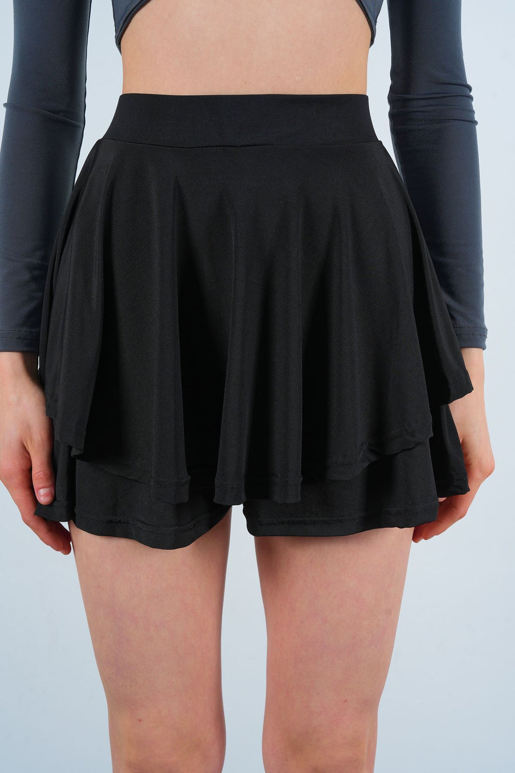 SS24 Elastic Waist Ruffled Sports Shorts Skirt