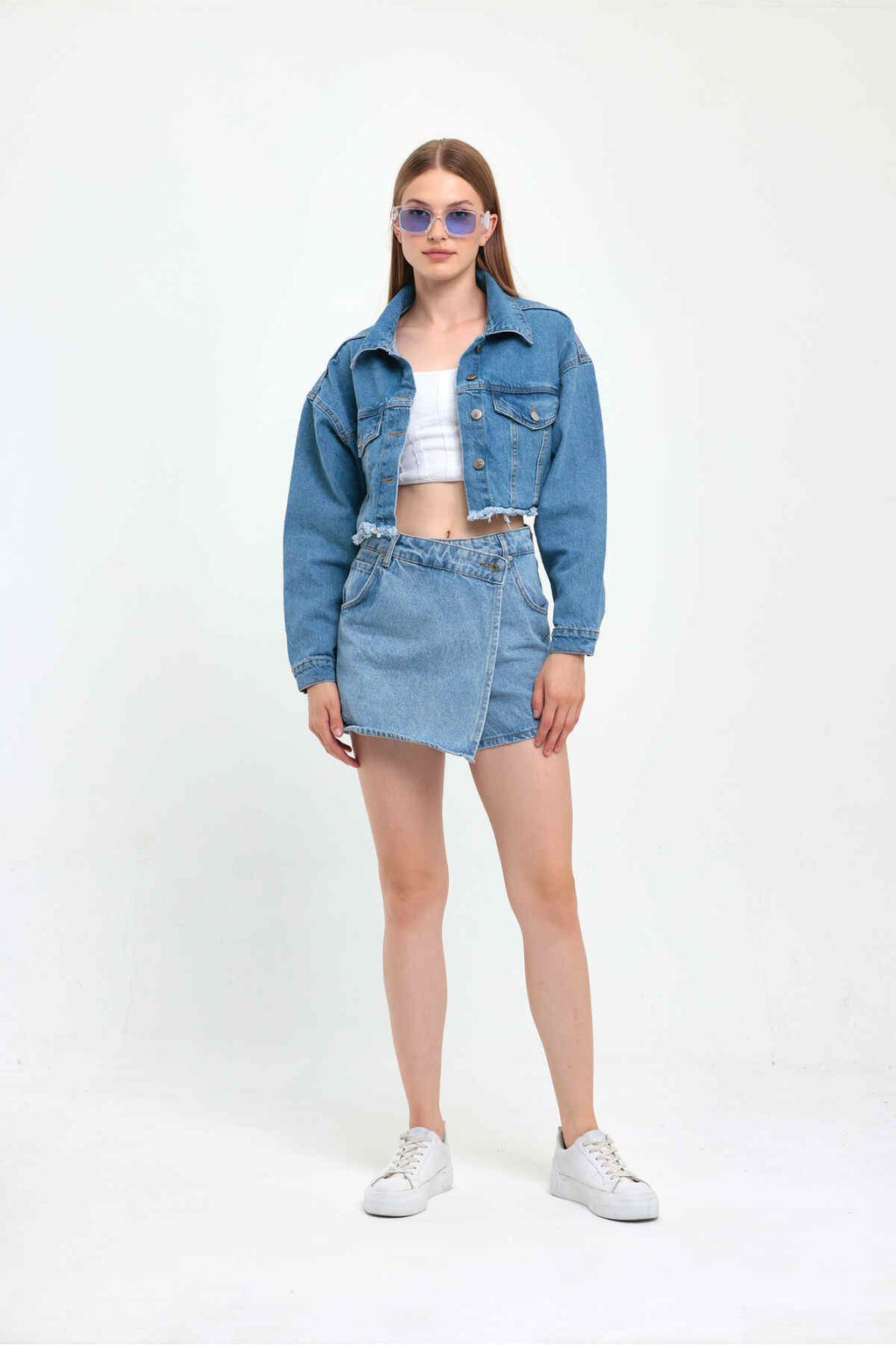Women's Tassel Crop Jean Denim Jacket