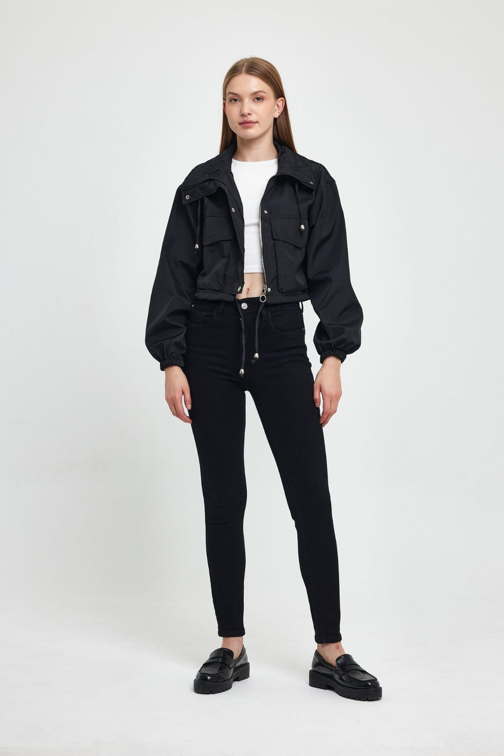 Bondit Double Pocket Rope Tied Seasonal Crop Jacket