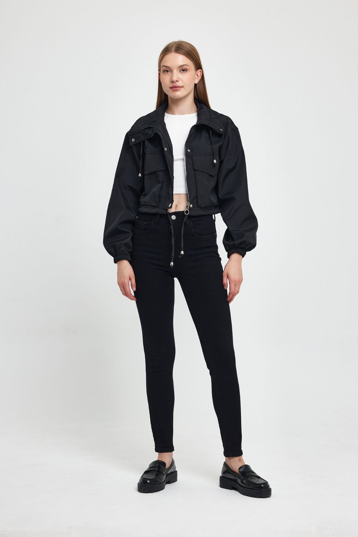 Bondit Double Pocket Rope Tied Seasonal Crop Jacket