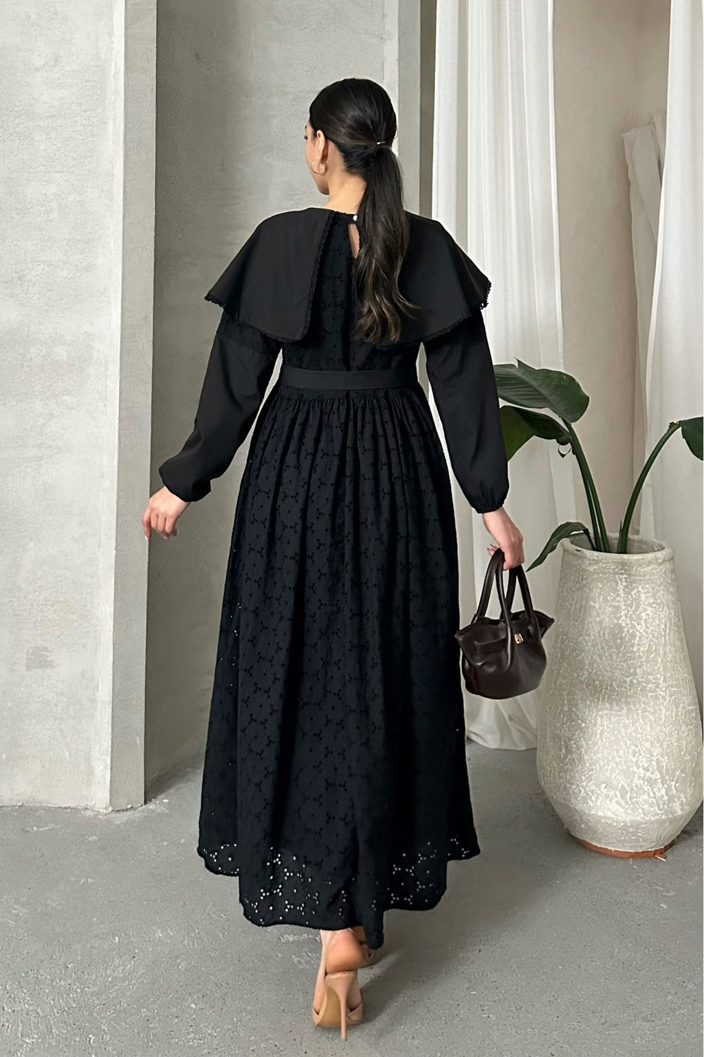IMPORTED SPECIAL DESIGN CAPE COLLAR LINED BELT 100% COTTON FISTO DRESS SUITABLE FOR HIJAB