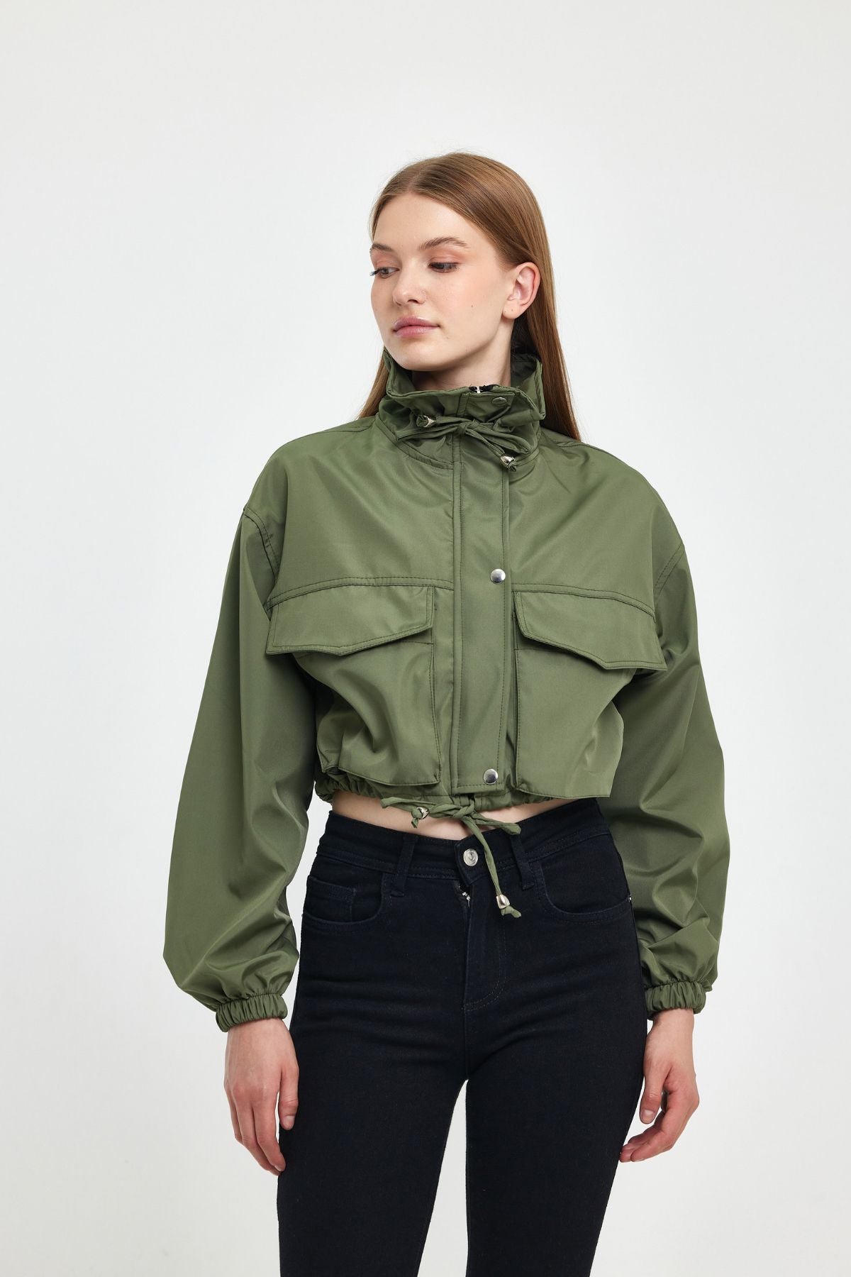 Bondit Double Pocket Rope Tied Seasonal Crop Jacket