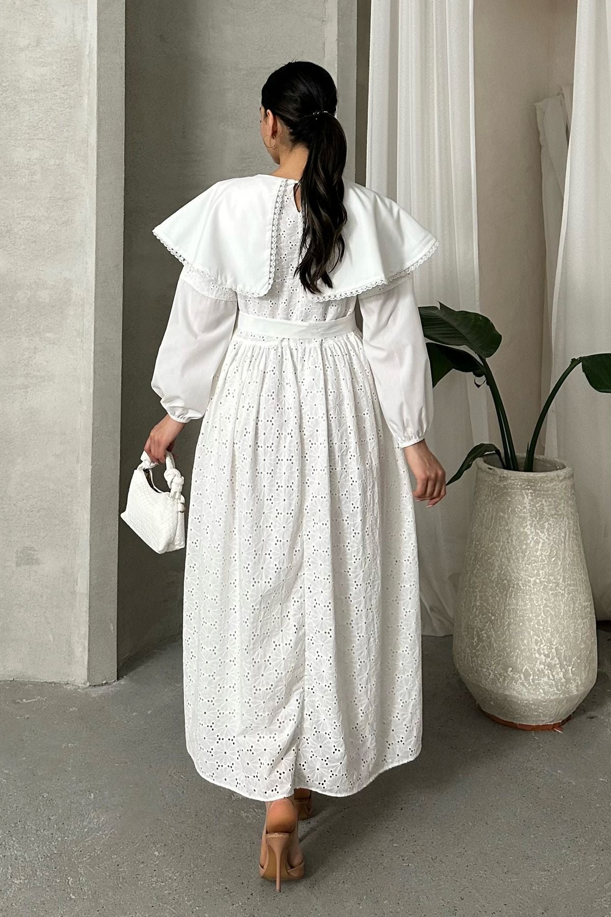 IMPORTED SPECIAL DESIGN CAPE COLLAR LINED BELT 100% COTTON FISTO DRESS SUITABLE FOR HIJAB