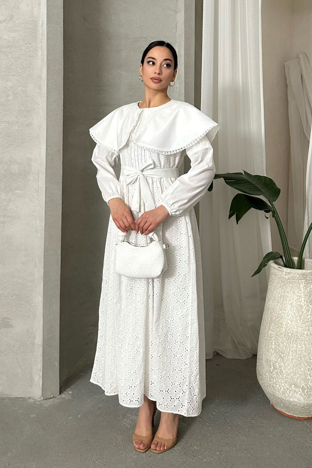 IMPORTED SPECIAL DESIGN CAPE COLLAR LINED BELT 100% COTTON FISTO DRESS SUITABLE FOR HIJAB