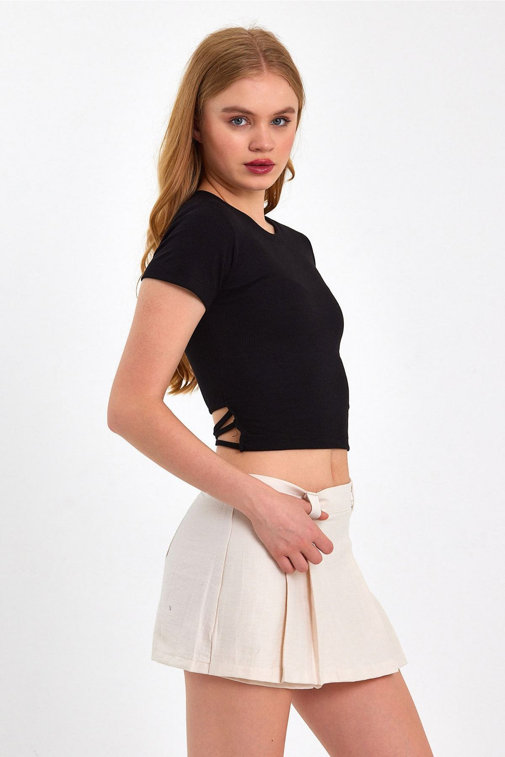Waist Detail Ribbed Camisole Blouse
