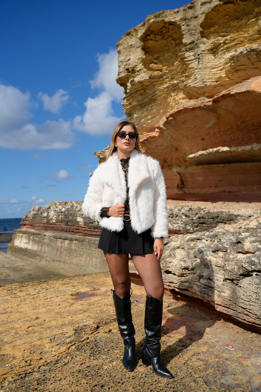 معطف فرو كامل مبطن بملمس ناعم