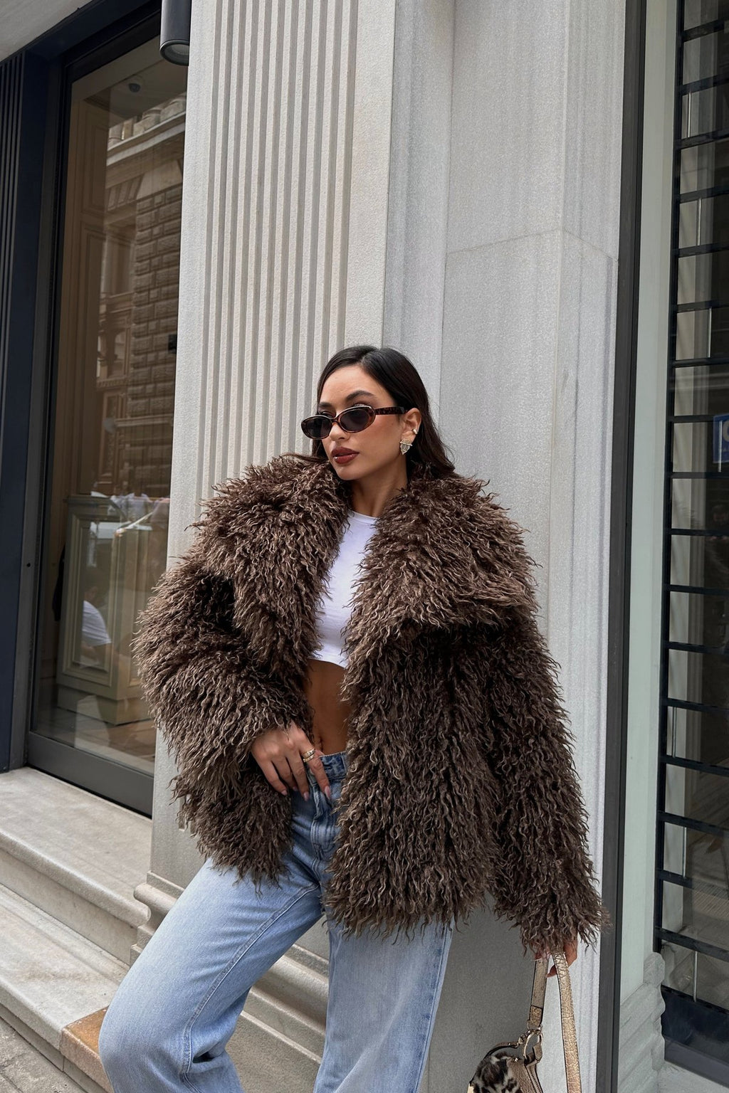 İthal Premium Tiftik Saçaklı Kürk Mont