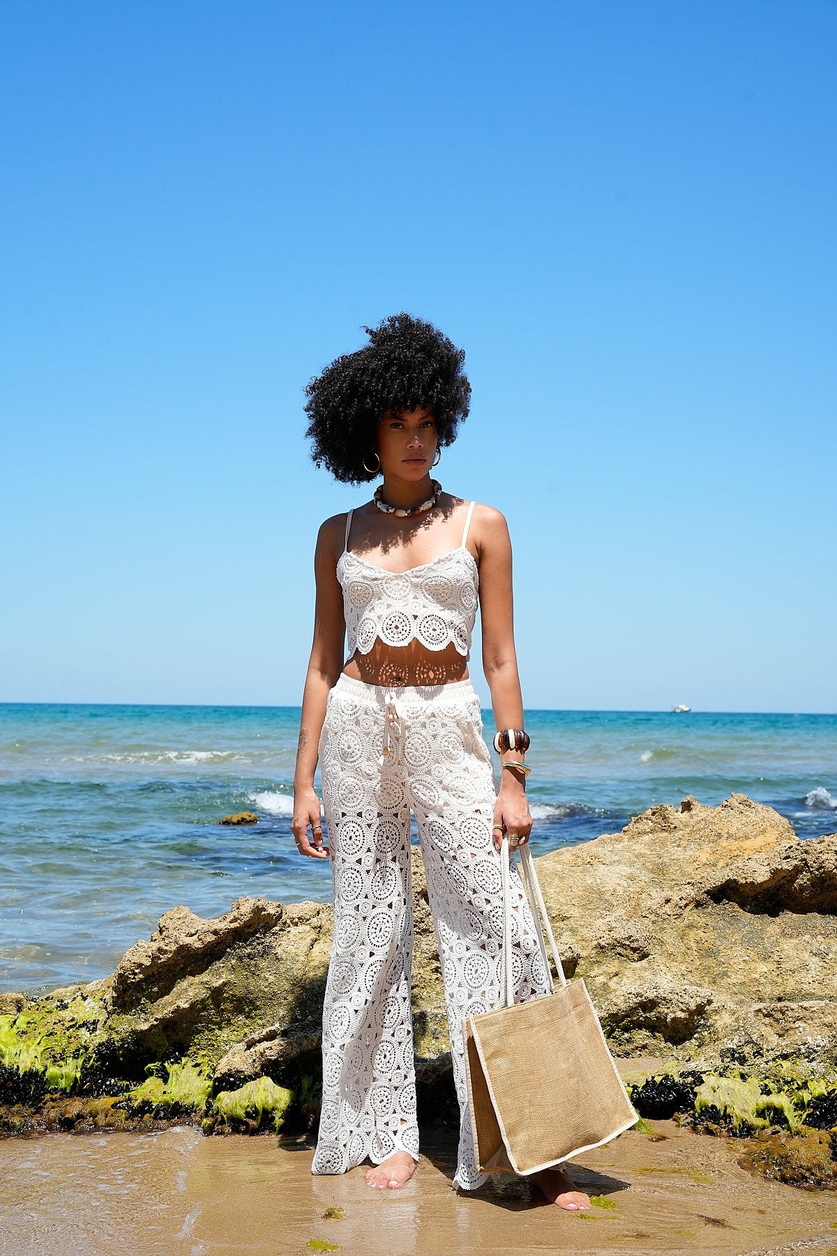 Premium Ham Dantel Güpürlü Brodeli Ahşap Taşlı Astarlı Pantolon