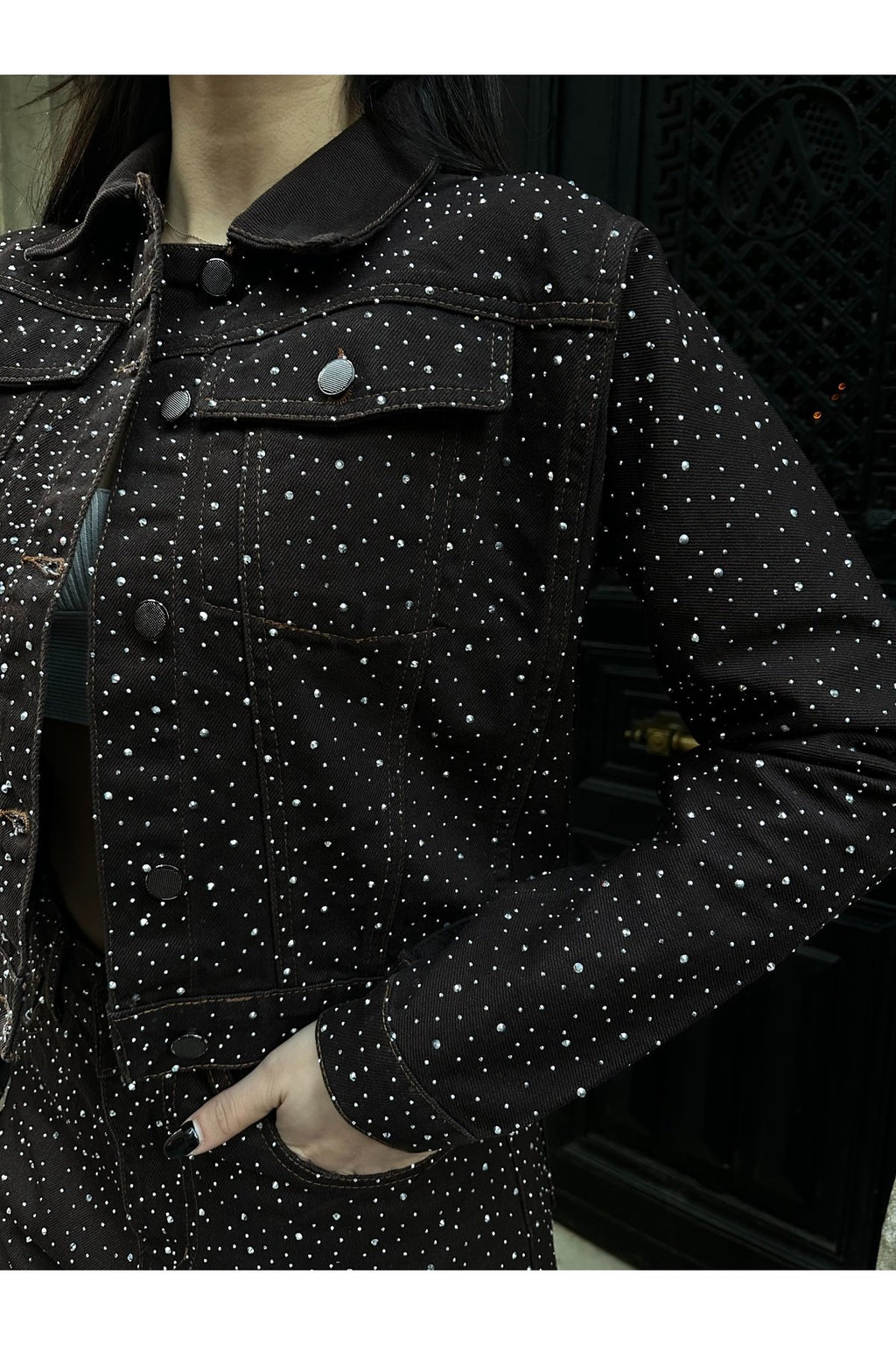 Premium Taşlı Collection Cep Detaylı Kuşaklı Denim Ceket Pantolon Kot Jean Alt Üst Taşlı Takım