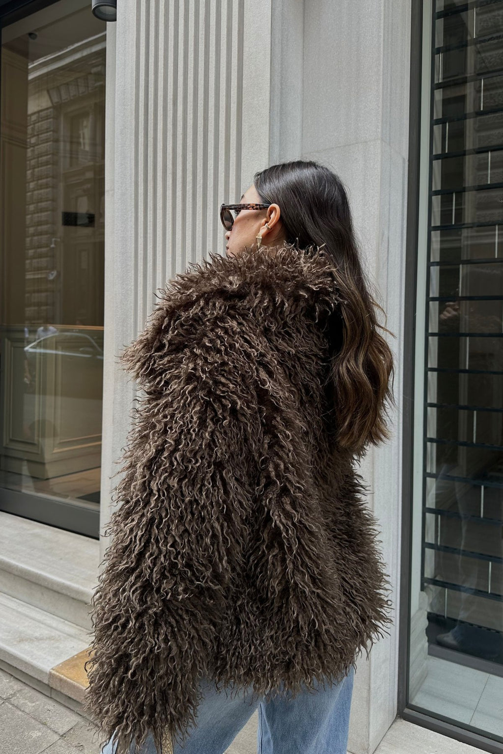 İthal Premium Tiftik Saçaklı Kürk Mont