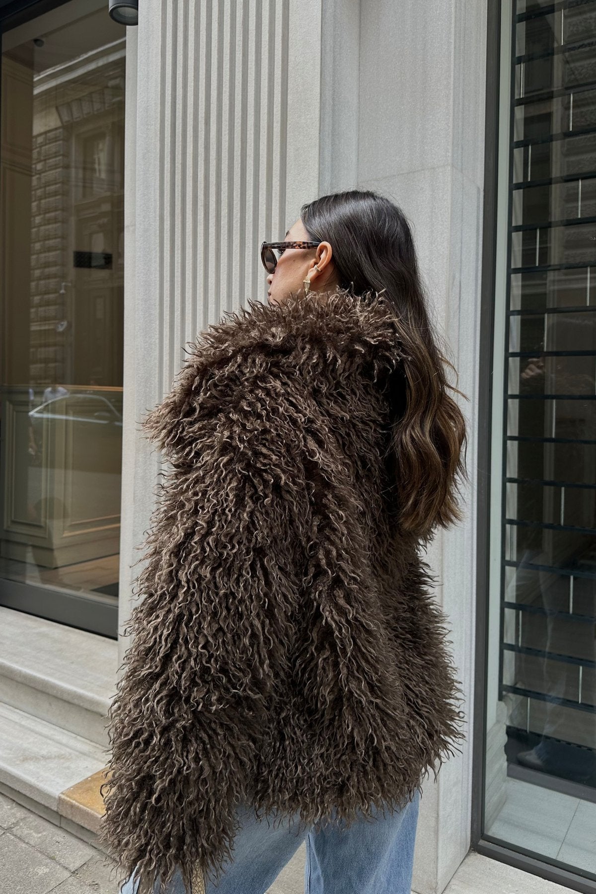 İthal Premium Tiftik Saçaklı Kürk Mont