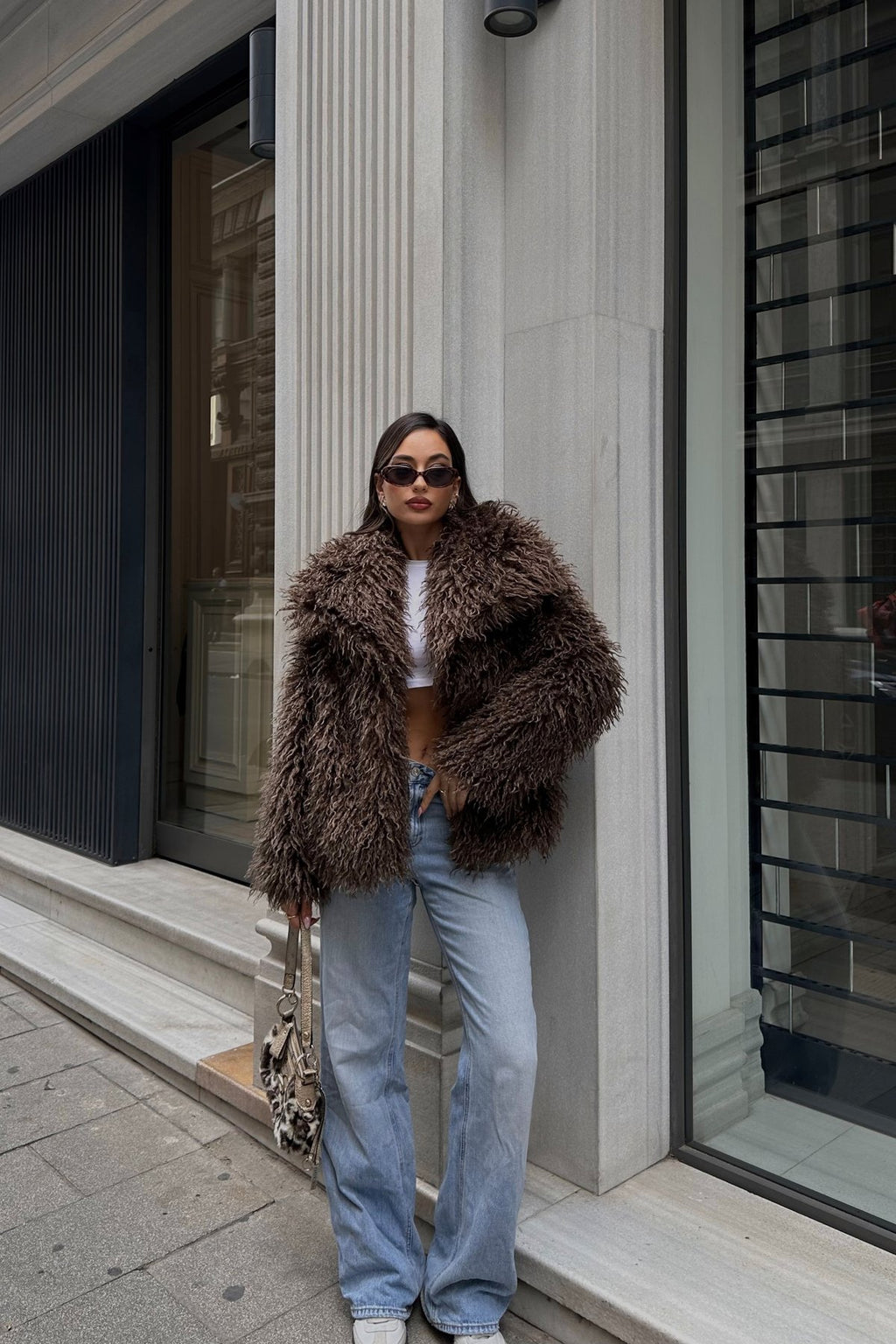 İthal Premium Tiftik Saçaklı Kürk Mont