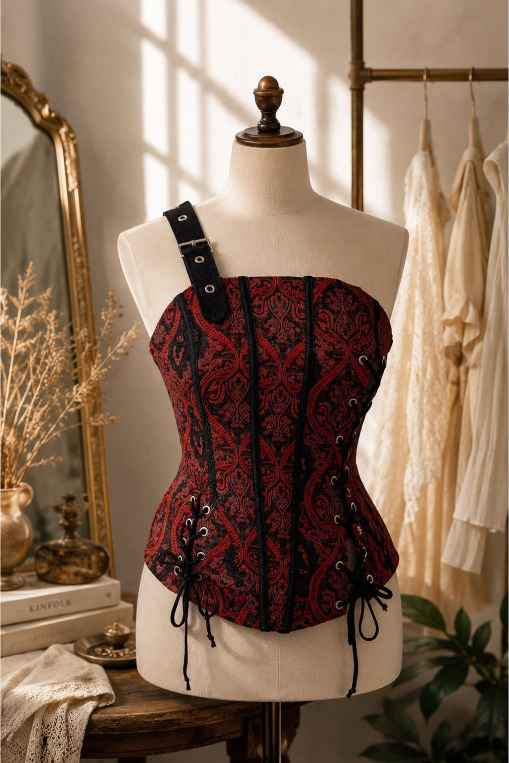 İthal Özel Tasarım Etnik Vintage Victorian Desen Balenli Premium Kalıp Korse