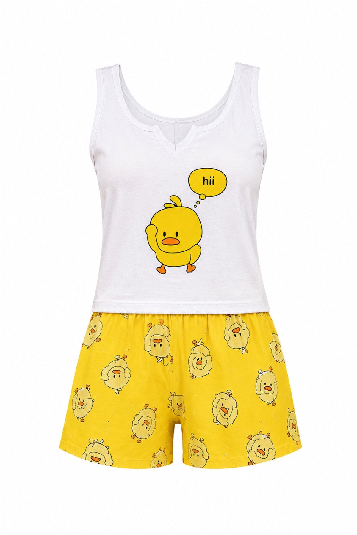 Renki Baskılı Tiril Viskon Kumaş Ev İçi Pijama Takımı